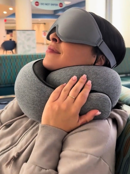 Pack Confort FlyRest™ — Oreiller Ergonomique + Masque de Sommeil