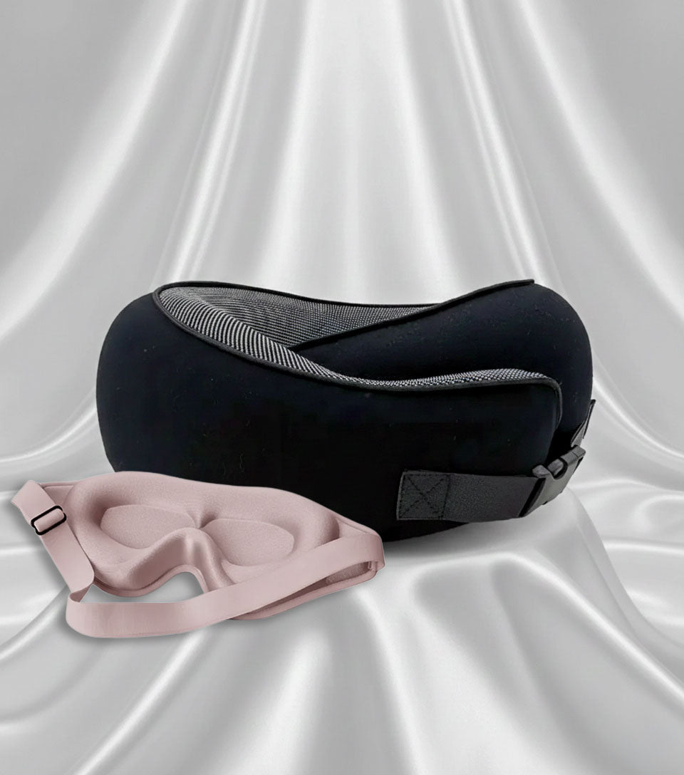 Pack Confort FlyRest™ — Oreiller Ergonomique + Masque de Sommeil
