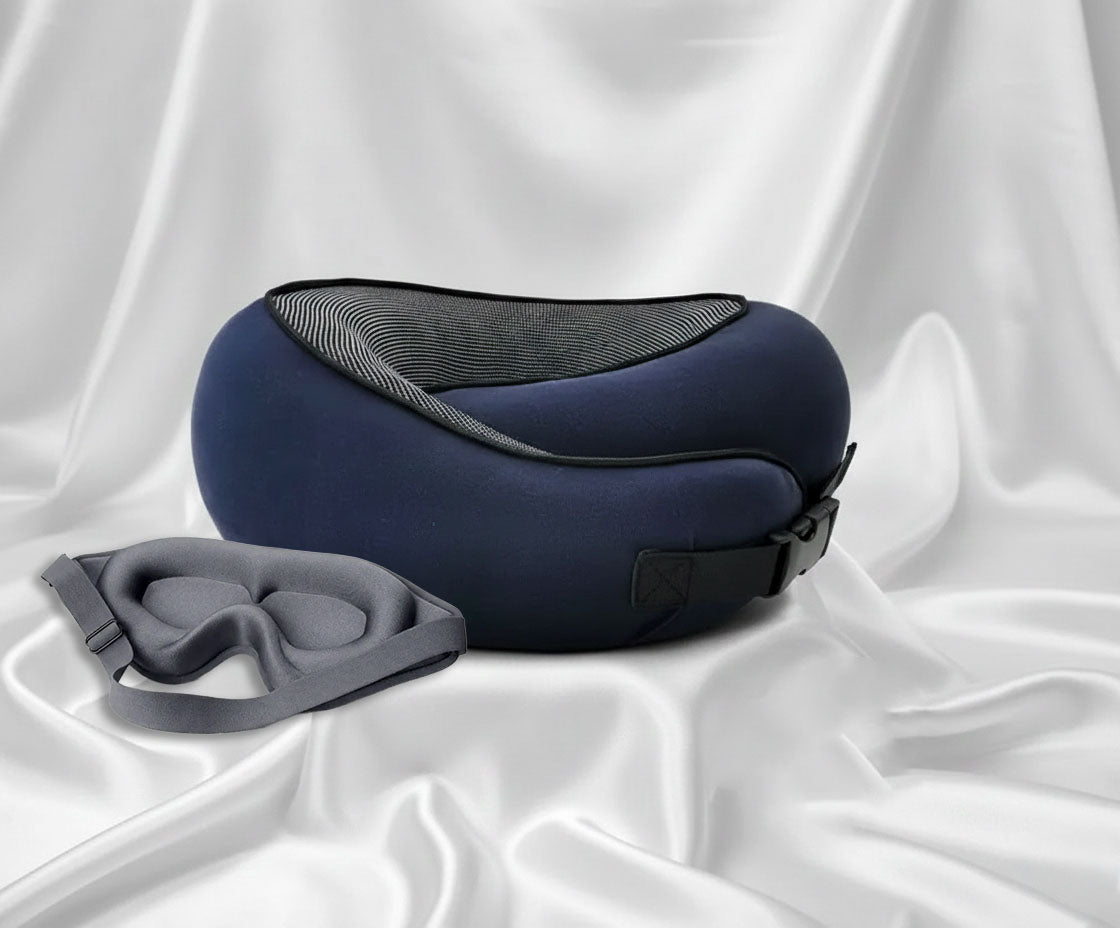 Pack Confort FlyRest™ — Oreiller Ergonomique + Masque de Sommeil