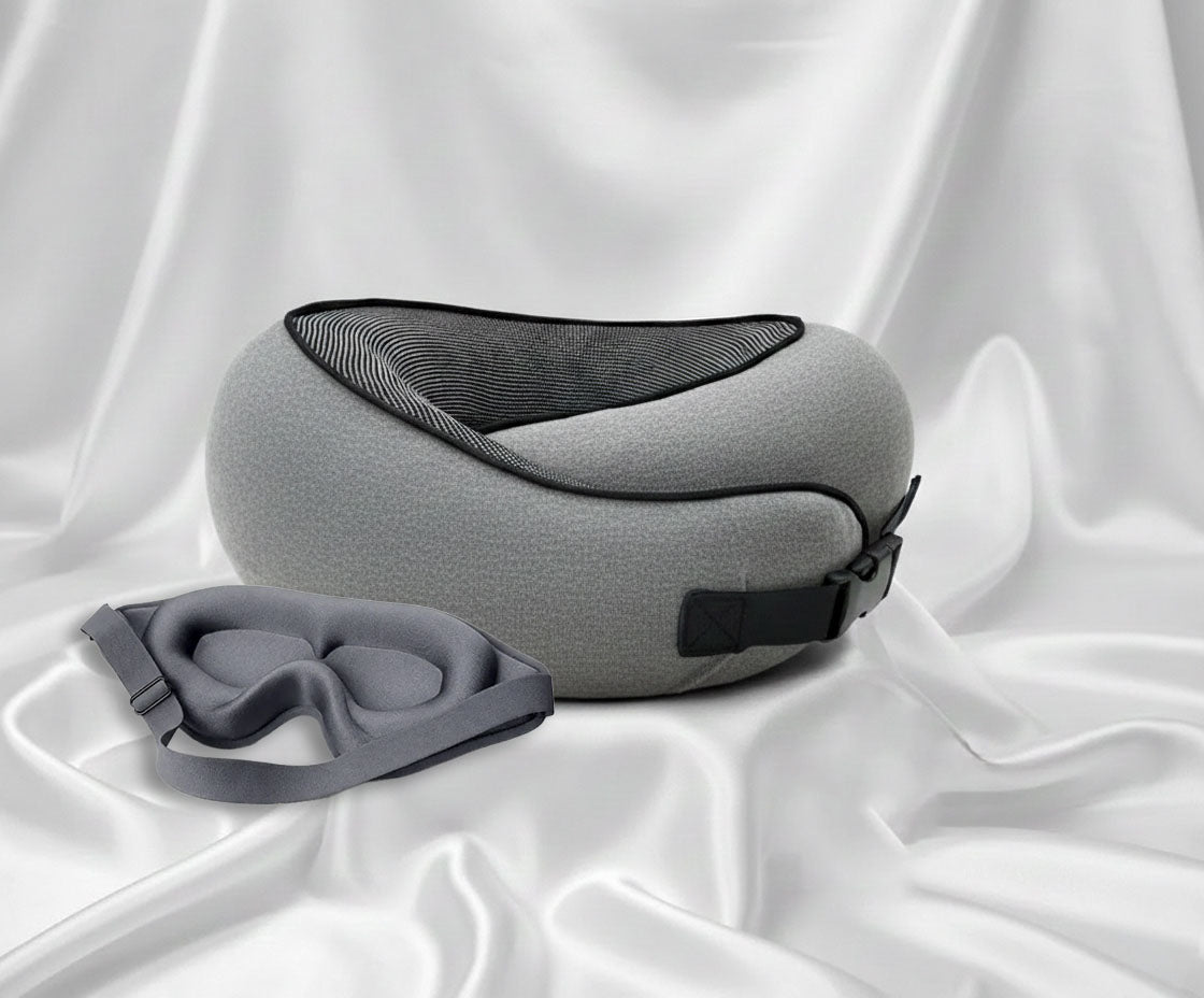 Pack Confort FlyRest™ — Oreiller Ergonomique + Masque de Sommeil